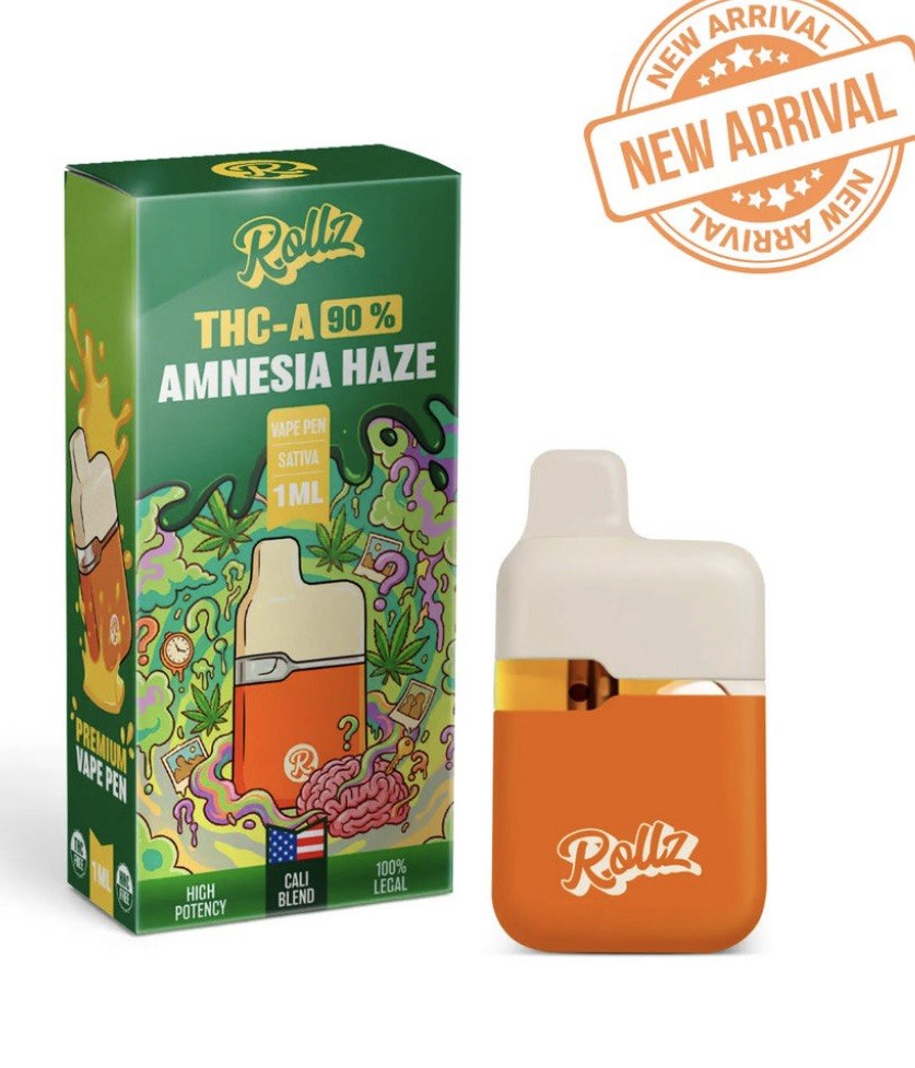ROLLZ THCA VAPE PEN 1.0 ml 90%(AMNESIA HAZE)